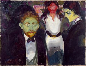 Pintura de Ciúmes de Edvard Munch (1863-1944) 1907 aproximadamente. Sol. 75x97,5 cm Oslo, Município de Colecções de Arte Munch-Museet (Musee Munch) de Edvard Munch
