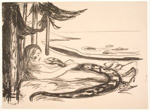 A mulher e a cobra de Edvard Munch