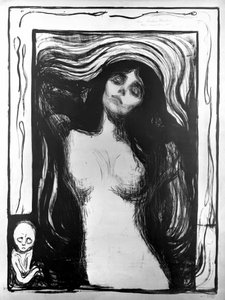 Madonna, litografia de Edvard Munch dedicada ao Dr. Bucher. de Edvard Munch