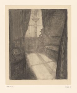 Homem no interior sentado junto à janela
Luz da lua. Noite em Saint-Cloud (título original) de Edvard Munch