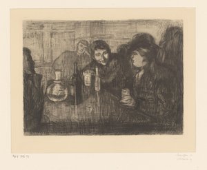 Homens ao redor de uma mesa em um café Kristiana (Oslo) boêmios I (título original) de Edvard Munch