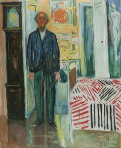 Auto-retrato. Entre o relógio e a cama. 1940-42 de Edvard Munch