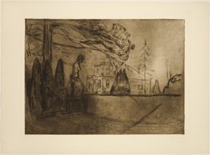 O jardim à noite de Edvard Munch