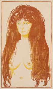 Mulher de cabelo ruivo e olhos verdes (O pecado) de Edvard Munch