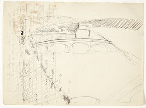 Vista de uma janela no Lungarno sobre o rio em direção a Santo Spirito e as colinas de San Miniato, Florença de Edvard Weie