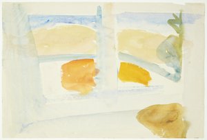 Vista através de uma janela para uma praia, sul da França de Edvard Weie