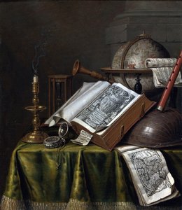 Vanitas Still Life par Edwaert Collier (1642-1708), - Óleo sobre madeira, 29x25,1 - Colecção Privada