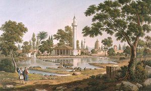A Fonte Hiperiana em Pherae, placa 23 da parte 4 de "Views in Greece", gravada por Robert Havell
