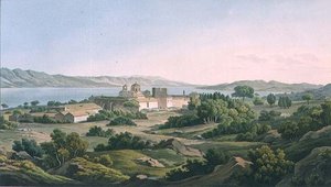 O Mosteiro de Phaineromene, placa 26 da Parte 5 de "Views in Greece", gravada por Robert Havell