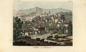 Vista da aldeia de Portaria, Tessália, Grécia