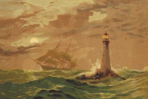 Farol de Eddystone (litografia a cores)