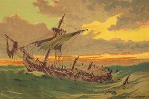 O Navio Abandonado (litografia a cores)