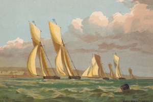 Yachts Racing, ao largo de Erith (litografia a cores)