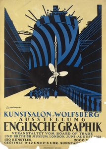 Cartaz alemão para uma exposição de gráficos ingleses para o Board of Trade e o Museu Britânico