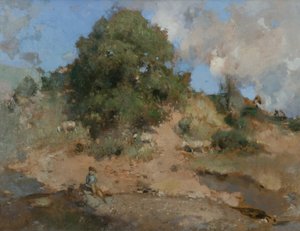 Hawthorn Bank, c.1910 (óleo sobre tela) de Edward Arthur Walton