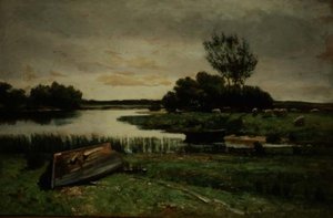 Lago com Barcos de Remo (óleo sobre tela) de Edward Arthur Walton