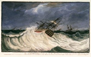 HMS "St George" no furacão de 1805, c.1805 (aguarela) de Edward Bamfylde Eagles