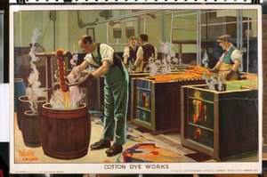 Cotton Dye Works, da série "Empire Trade is Growing" (litografia a cores) de Edward Barnard Lintott