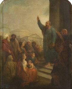 Pregação de São Paulo em Atenas (estudo para, ou réplica reduzida de retábulo para São Paulo, Praça Portland, Bristol) (óleo sobre tela)