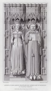 Efígie do Rei Henrique IV e sua Rainha Joana de Navarra, na Catedral de Canterbury (gravura)