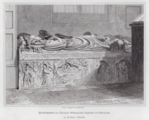 Monumento de Brian Fitzalan, Barão de Bedale, na Igreja Bedale (gravura) de Edward Blore