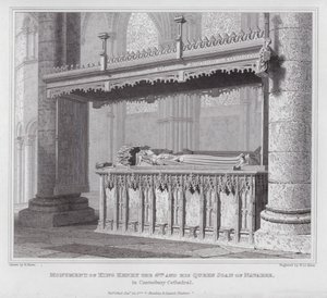 Monumento do Rei Henrique IV e sua Rainha Joana de Navarra, na Catedral de Canterbury (gravura)