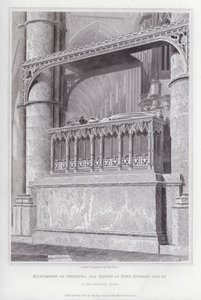 Monumento de Filipa a Rainha do Rei Eduardo III, na Abadia de Westminster (gravura) de Edward Blore