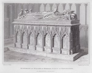 Monumento de William de Wykham, Bispo de Winchester, na Catedral de Winchester (gravura) de Edward Blore