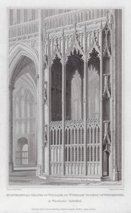 Capela Monumental de Guilherme de Wykham Bishop de Winchester, na Catedral de Winchester (gravura) de Edward Blore
