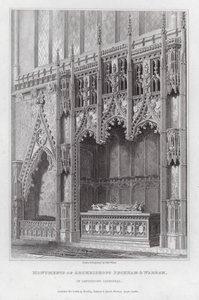 Monumentos dos Arcebispos Peckham e Warham, na Catedral de Canterbury (gravura)