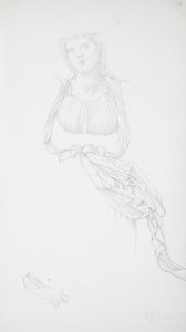 Estudo de torso feminino e drapeado de Edward Burne-Jones
