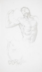 Nu masculino a segurar uma almofada de Edward Burne-Jones