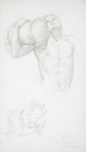 Nu masculino a segurar uma almofada de Edward Burne-Jones