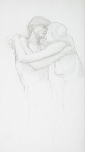 Casal nu a abraçar-se de Edward Burne-Jones