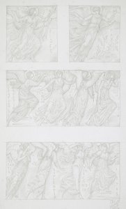 Estudos em folha de figuras alegóricas de Edward Burne-Jones