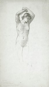 Nu feminino em pé, com os braços levantados de Edward Burne-Jones