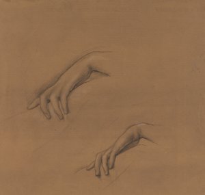 Estudos para uma mão em The Godhead Fires de Edward Burne-Jones