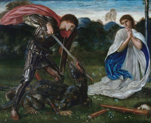 O combate: São Jorge mata o dragão VI de Edward Burne-Jones