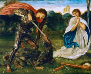 O combate: São Jorge mata o dragão VI de Edward Burne-Jones