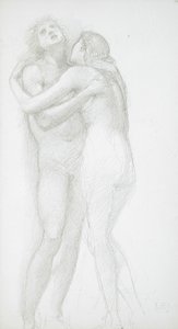 Dois nus a abraçarem-se de Edward Burne-Jones
