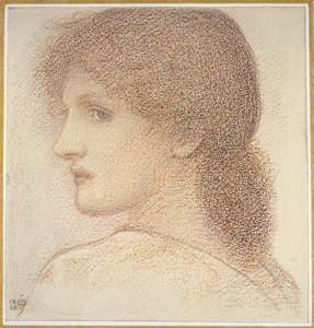 Um estudo da cabeça de uma mulher, voltada para a esquerda, 1868 (giz vermelho sobre papel)