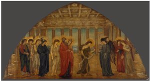 Cupido e Psique - Murais verdes do Palácio - Psique a entrar nos portais do Olimpo de Edward Burne Jones