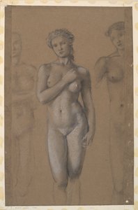 Nu feminino - três estudos, possivelmente para Vênus de Edward Burne Jones