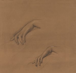 Estudos para uma mão em The Godhead Fires de Edward Burne-Jones