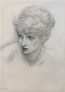 Estudo da cabeça de uma menina (veja também 198345) de Edward Burne Jones