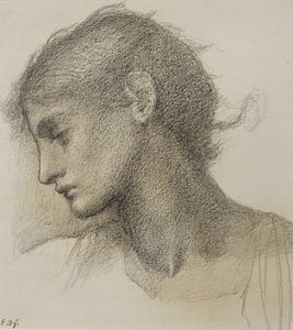 Estudo de uma cabeça, para &39;The Mill&39;, c.1872-80 de Edward Burne Jones