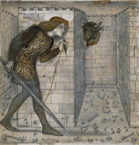 Desenho de azulejo - Teseu e o Minotauro no Labirinto de Edward Burne Jones