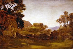 A Road Through A Wooded Landscape (petróleo a bordo) de Edward Calvert