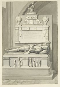 Monumento a Sir Henry Newton, e Lady Newton, na Catedral de Bristol (lápis e aguarela sobre papel) de Edward Cashin