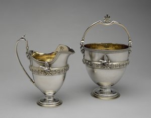 Cesta de creme e cesto de açúcar, c. 1865-1869 (prata e dourado prateado) de Edward Chandler Moore